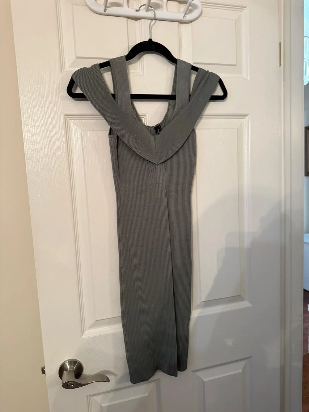 Sleeveless Ribbed Midi Dress in Olive Green - Picture 2 of 3
